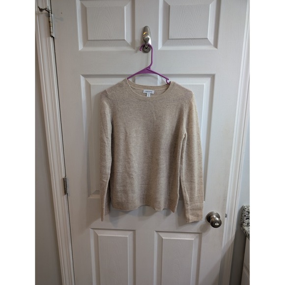 Nordstrom Womens Cashmere Crew Neck Sweater Light Beige - Size S - Picture 1 of 5